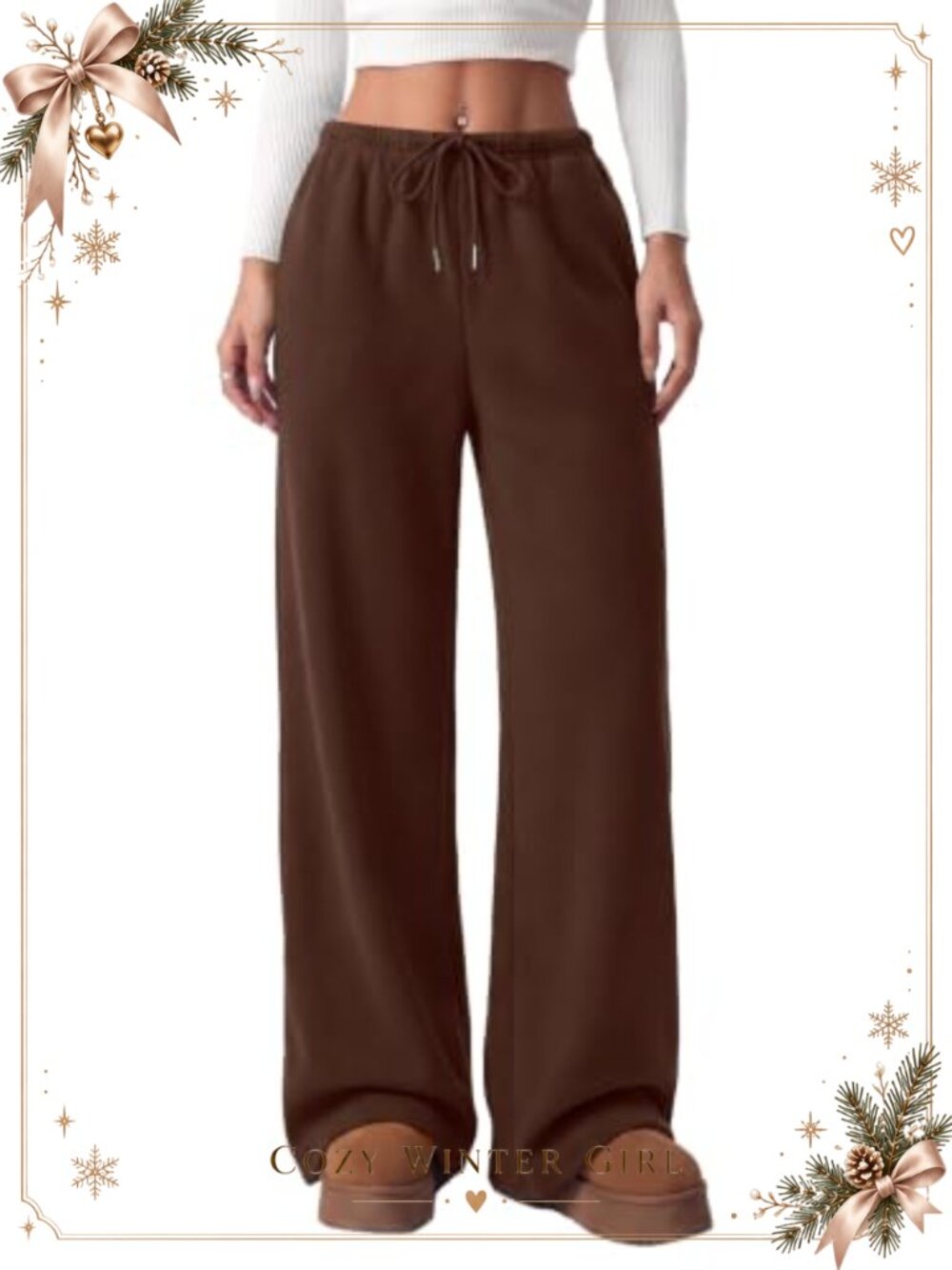 Womens Wide Leg Sweatpants Cotton Polyester Fleece Lined Casual Yoga Lounge